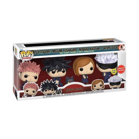 Funko POP! Jujutsu Kaisen - Yuji Itadori, Megumi Fushiguro, Nobara Kugisaki & Satoru Gojo (GITD) 4-Pack Figures (Exclusive)