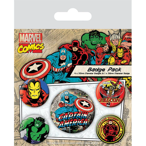 Marvel Comics (Captain America) Badge Pack Set (Pack Of 5) - BP80447