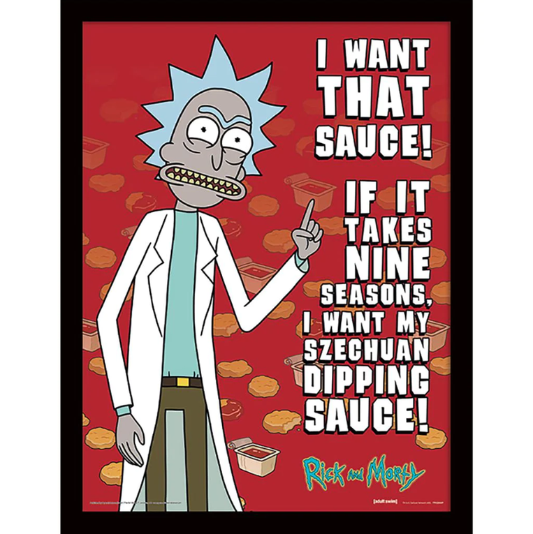 Rick and Morty (Szechuan Sauce) Wooden Framed Print (30x40) - FP12288P