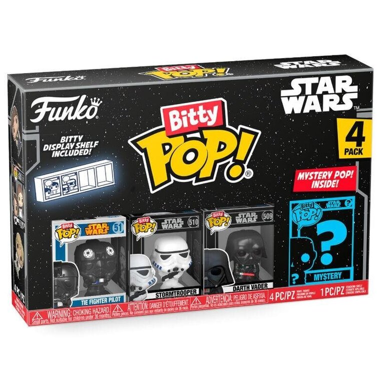 Funko Bitty POP! Star Wars - The Fighter Pilot, Stormtrooper, Darth Vader & Chase Mystery 4-Pack Figures