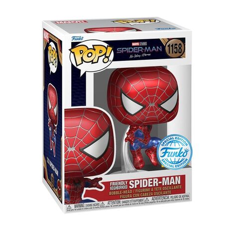 Funko POP! Marvel: Spider-Man No Way Home - Spider-Man Friendly Neighborhood (Leaping) (Metallic) #1158 Figure (Exclusive)